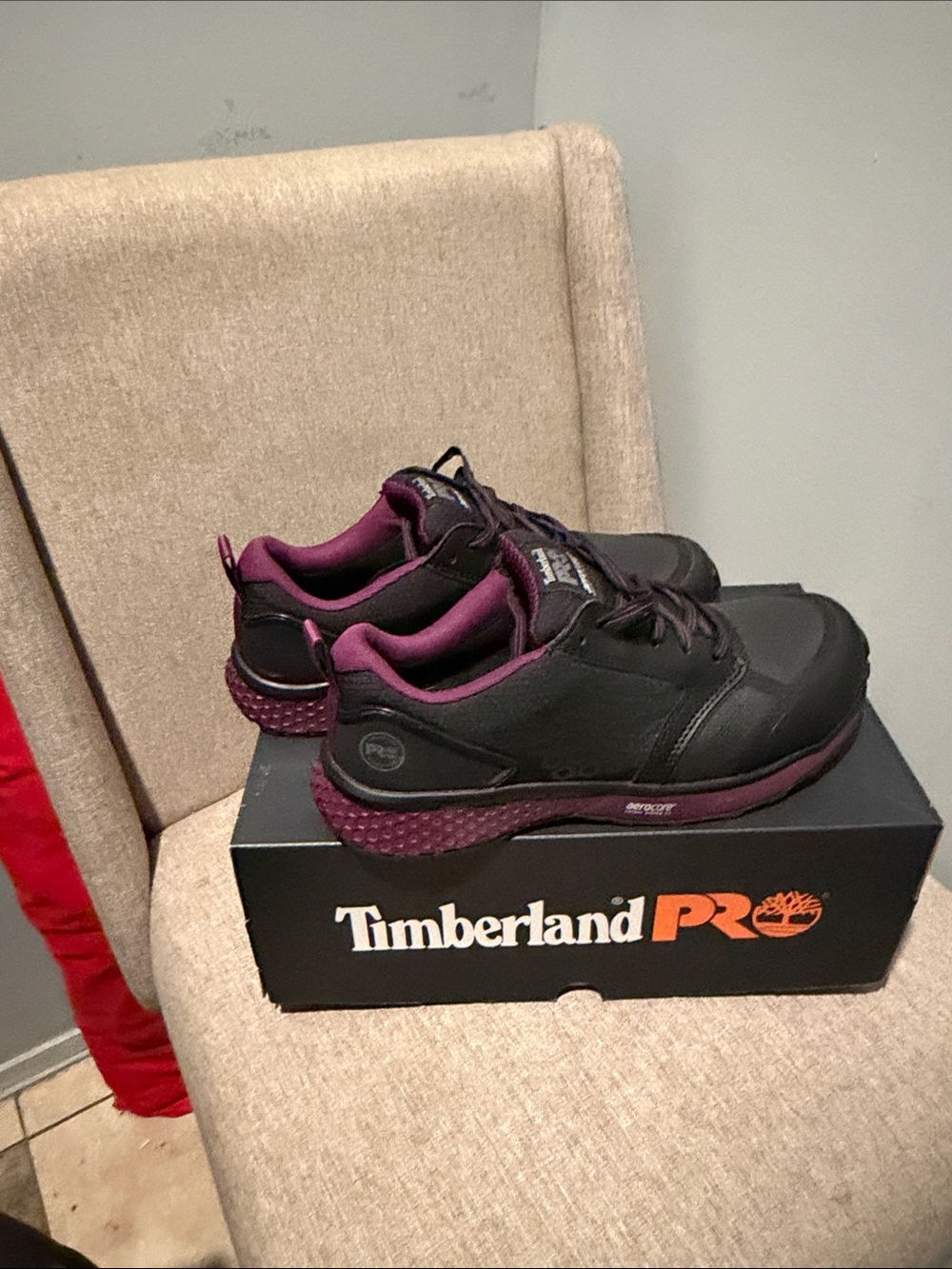 Timberland PRO Women's Black with Plum Accent Athletic Work Shoes